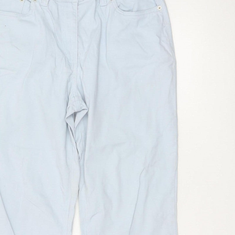 Damart Women Blue UK 14 Tapered Stretch Cotton Trousers Pockets