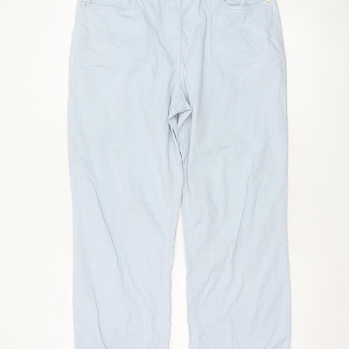 Damart Women Blue UK 14 Tapered Stretch Cotton Trousers Pockets