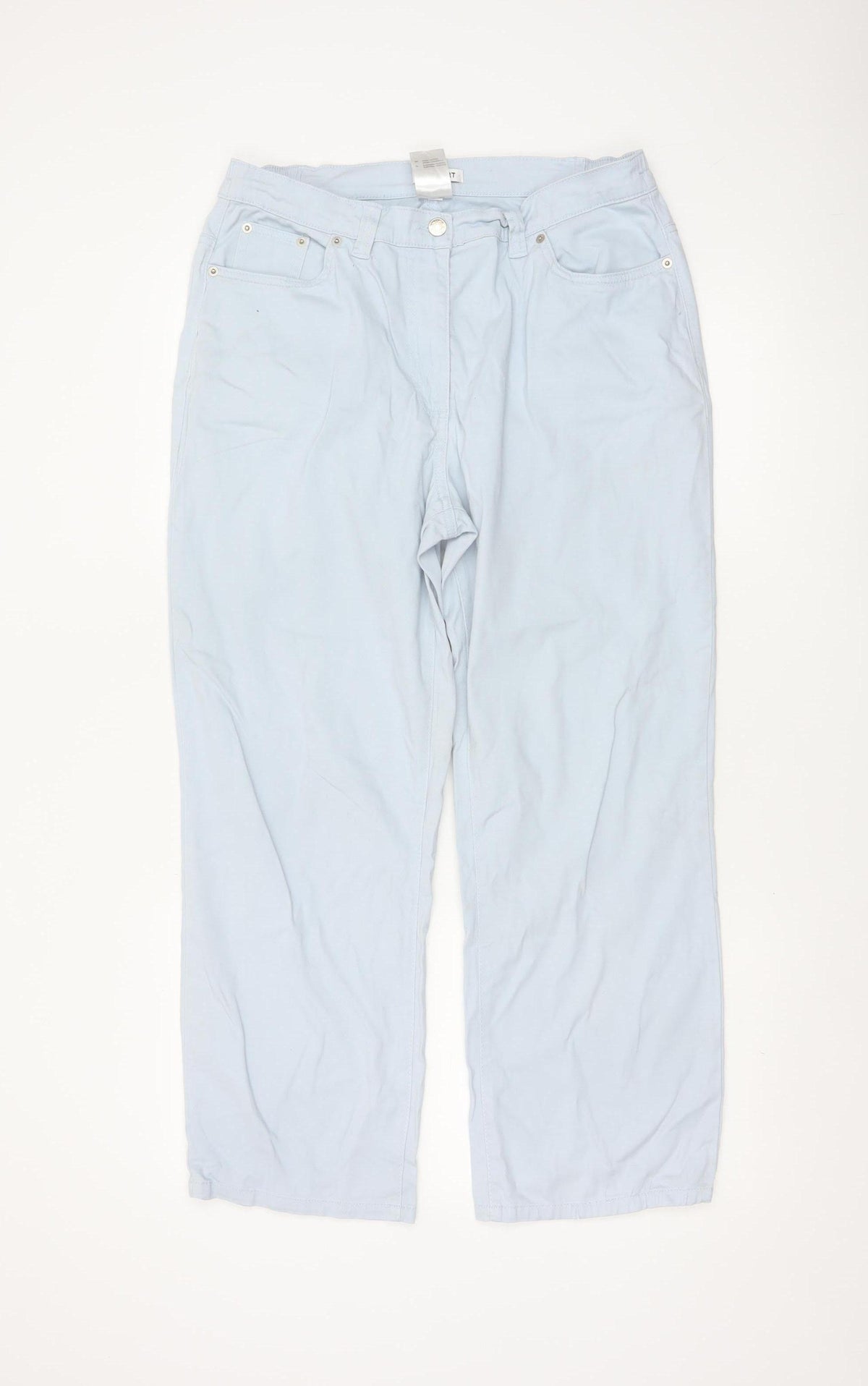 Damart Women Blue UK 14 Tapered Stretch Cotton Trousers Pockets