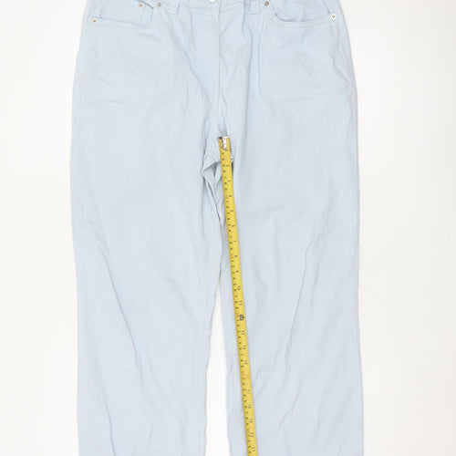 Damart Women Blue UK 14 Tapered Stretch Cotton Trousers Pockets