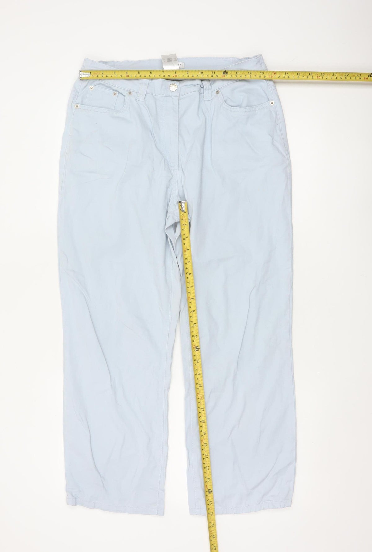 Damart Women Blue UK 14 Tapered Stretch Cotton Trousers Pockets
