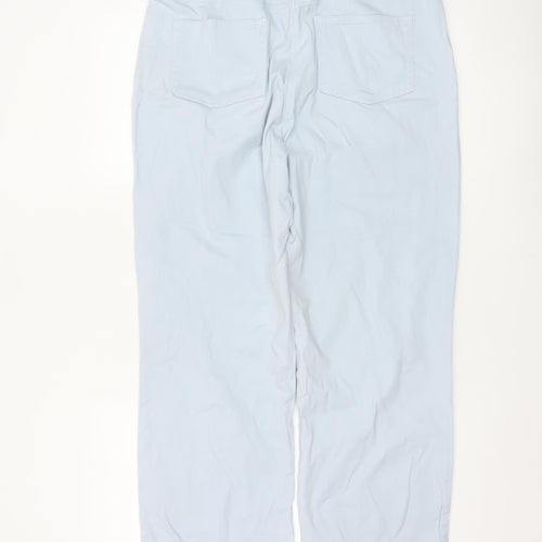 Damart Women Blue UK 14 Tapered Stretch Cotton Trousers Pockets