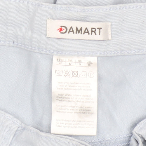 Damart Women Blue UK 14 Tapered Stretch Cotton Trousers Pockets