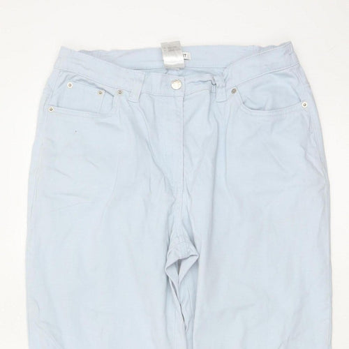 Damart Women Blue UK 14 Tapered Stretch Cotton Trousers Pockets