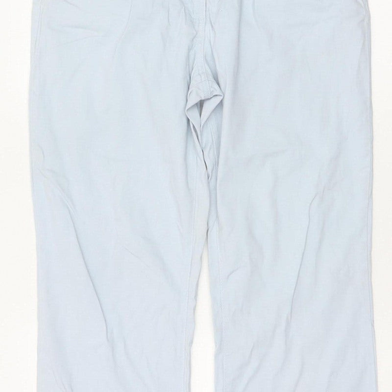 Damart Women Blue UK 14 Tapered Stretch Cotton Trousers Pockets