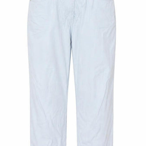 Damart Women Blue UK 14 Tapered Stretch Cotton Trousers Pockets