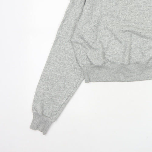 Champion Women Grey Logo Cropped Pullover Sweatshirt Size L