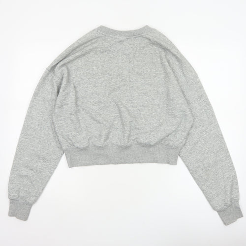 Champion Women Grey Logo Cropped Pullover Sweatshirt Size L