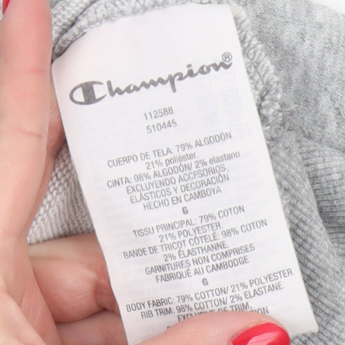 Champion Women Grey Logo Cropped Pullover Sweatshirt Size L