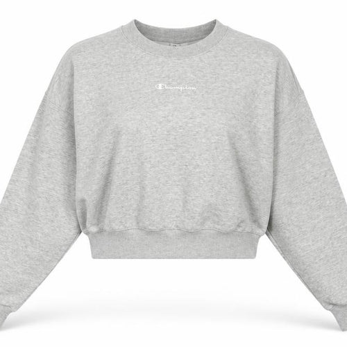 Champion Women Grey Logo Cropped Pullover Sweatshirt Size L
