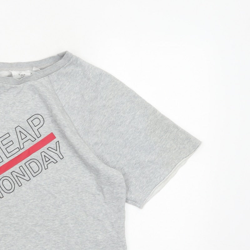 Cheap Monday Women Grey M Cropped Raglan Graphic T-Shirt