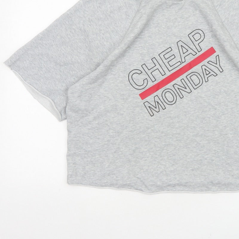 Cheap Monday Women Grey M Cropped Raglan Graphic T-Shirt