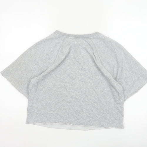 Cheap Monday Women Grey M Cropped Raglan Graphic T-Shirt