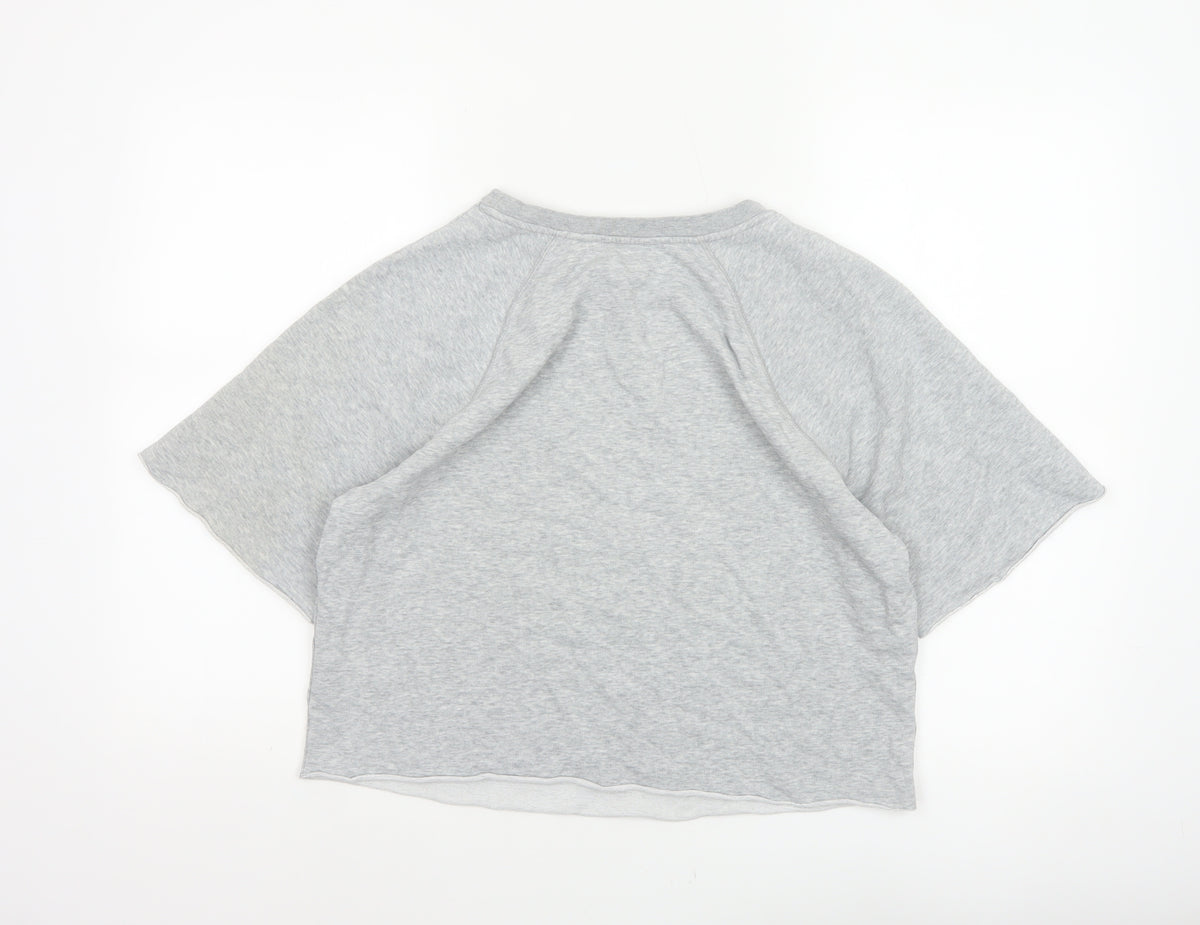 Cheap Monday Women Grey M Cropped Raglan Graphic T-Shirt