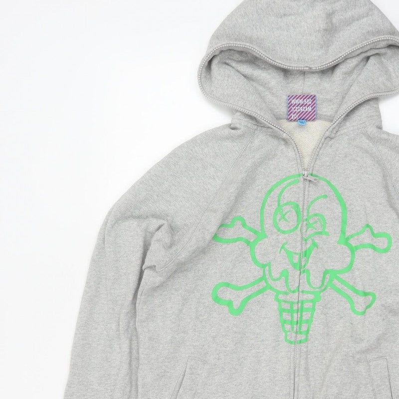 Icecream Men’s Grey S Full Zip Graphic Skull Hoodie