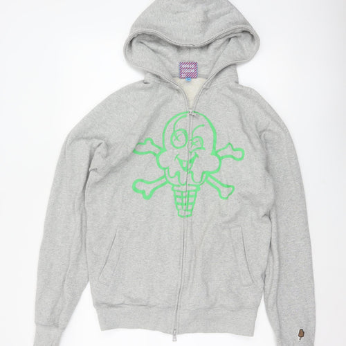 Icecream Men’s Grey S Full Zip Graphic Skull Hoodie