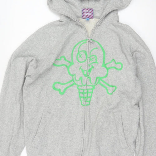 Icecream Men’s Grey S Full Zip Graphic Skull Hoodie