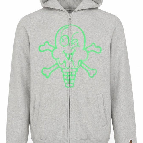 Icecream Men’s Grey S Full Zip Graphic Skull Hoodie