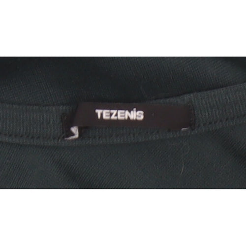 Tezenis Women Green M Lace Hem Backless Tie Tunic Blouse