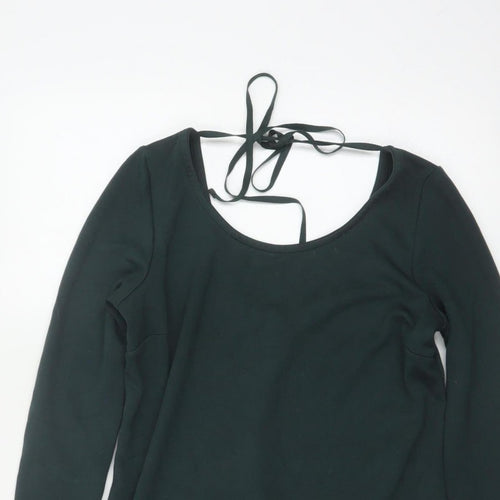 Tezenis Women Green M Lace Hem Backless Tie Tunic Blouse