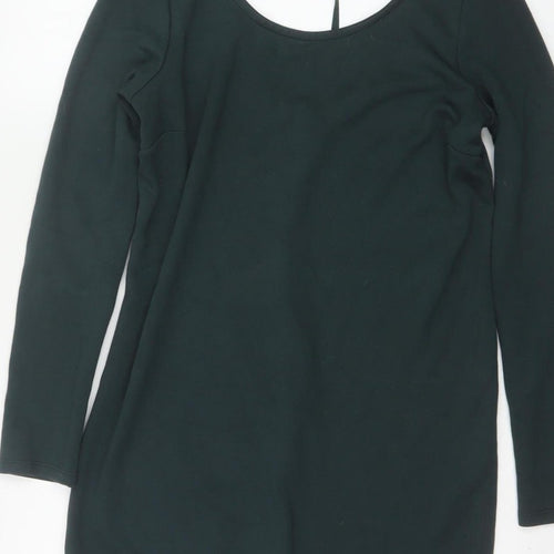 Tezenis Women Green M Lace Hem Backless Tie Tunic Blouse