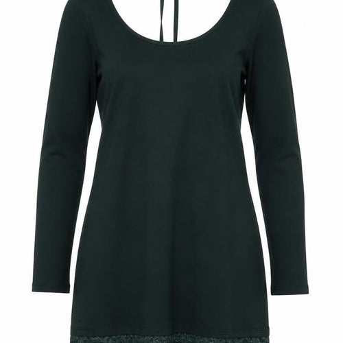 Tezenis Women Green M Lace Hem Backless Tie Tunic Blouse