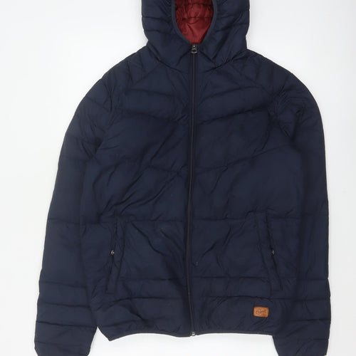 Jack & Jones Originals Men’s Navy S Hooded Quilted Puffer Jacket