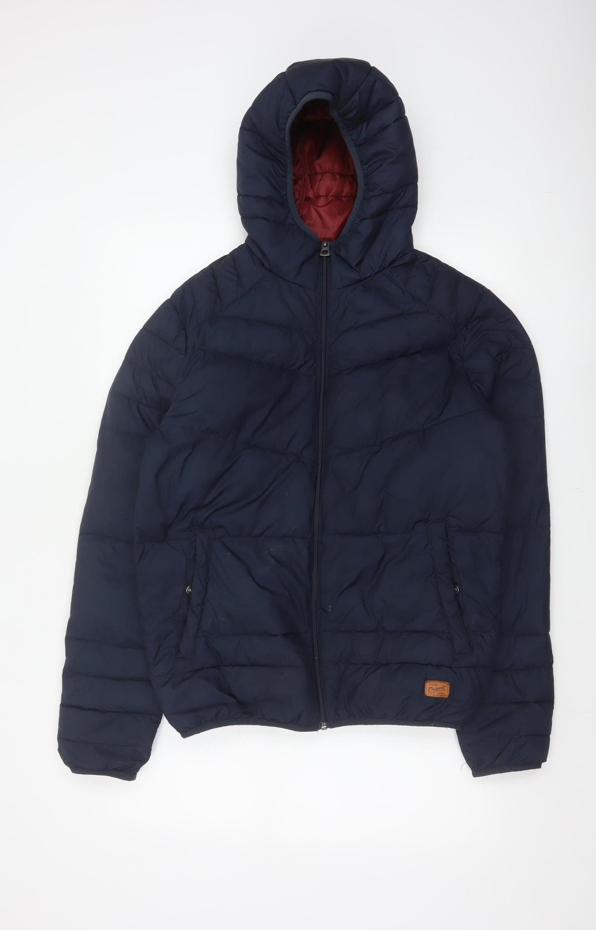 Jack & Jones Originals Men’s Navy S Hooded Quilted Puffer Jacket