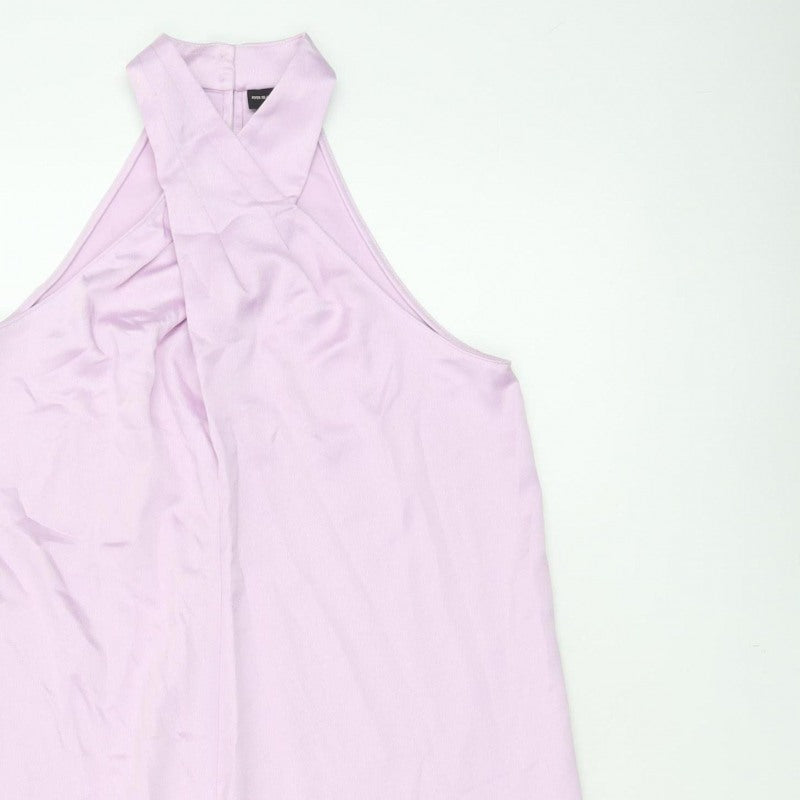 River Island Women Pink UK 8 Halter A-Line Long Occasion Dress