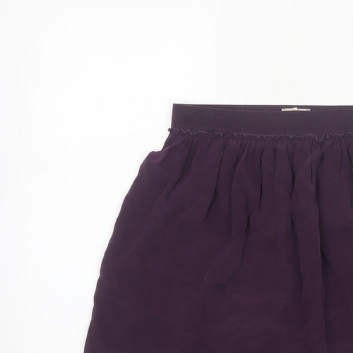Hush Women Purple Silk Mini Skater Skirt S Elastic Waist