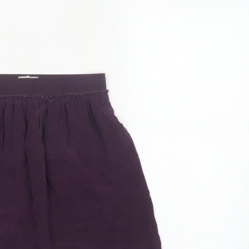 Hush Women Purple Silk Mini Skater Skirt S Elastic Waist