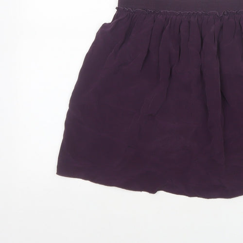 Hush Women Purple Silk Mini Skater Skirt S Elastic Waist