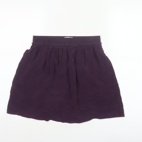 Hush Women Purple Silk Mini Skater Skirt S Elastic Waist