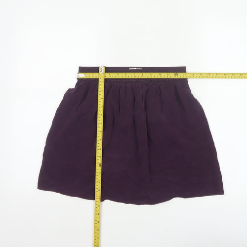Hush Women Purple Silk Mini Skater Skirt S Elastic Waist