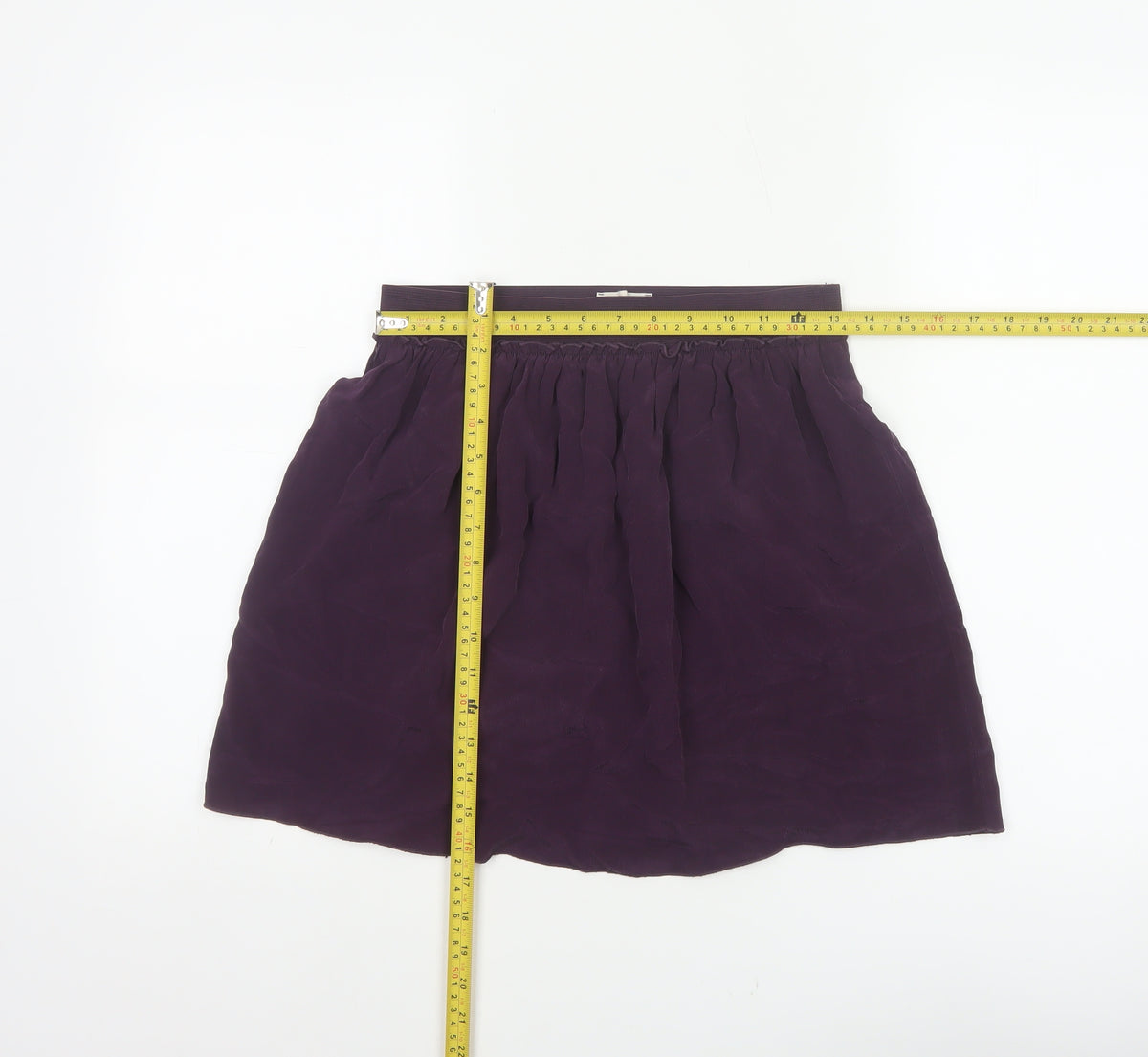 Hush Women Purple Silk Mini Skater Skirt S Elastic Waist