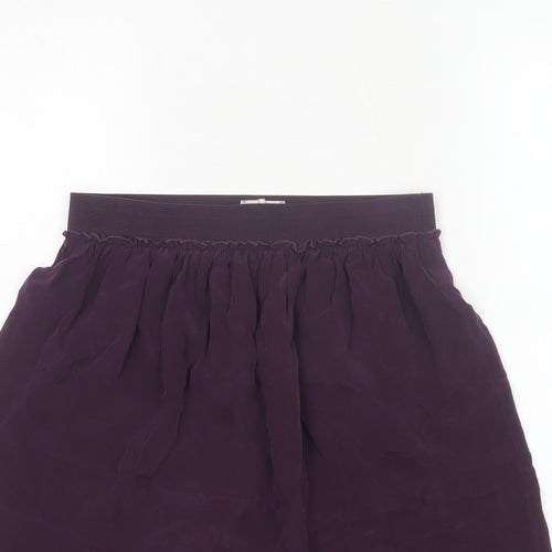 Hush Women Purple Silk Mini Skater Skirt S Elastic Waist