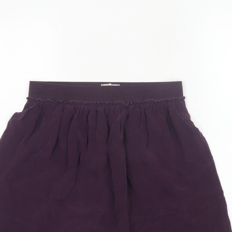 Hush Women Purple Silk Mini Skater Skirt S Elastic Waist
