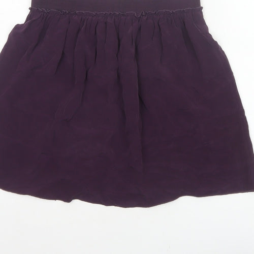 Hush Women Purple Silk Mini Skater Skirt S Elastic Waist