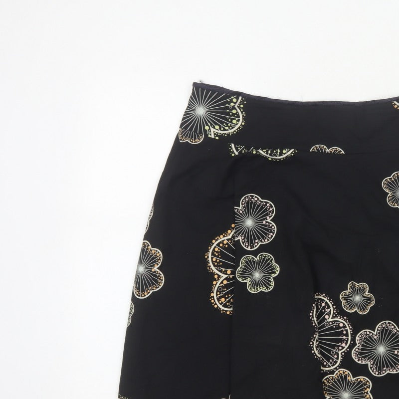 Red Herring Women’s Black Floral A-Line Knee Length Skirt UK 10