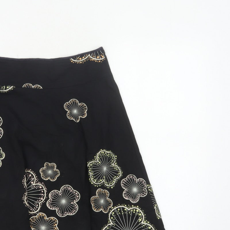 Red Herring Women’s Black Floral A-Line Knee Length Skirt UK 10
