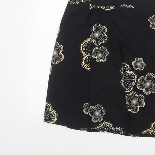 Red Herring Women’s Black Floral A-Line Knee Length Skirt UK 10