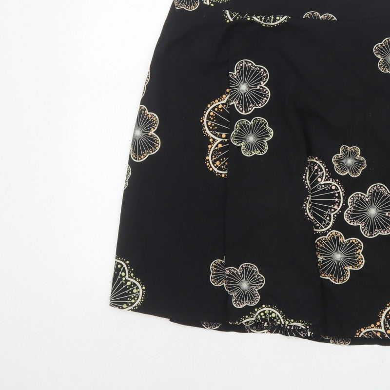 Red Herring Women’s Black Floral A-Line Knee Length Skirt UK 10