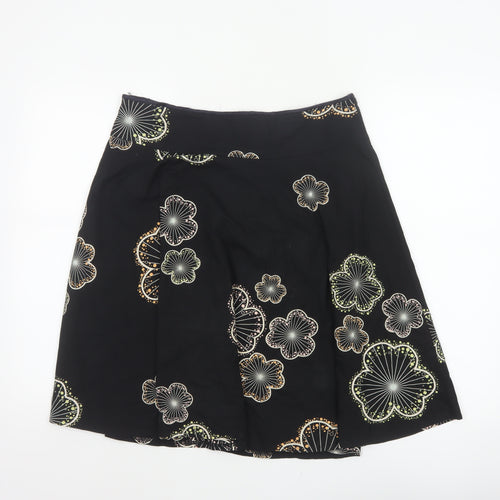 Red Herring Women’s Black Floral A-Line Knee Length Skirt UK 10