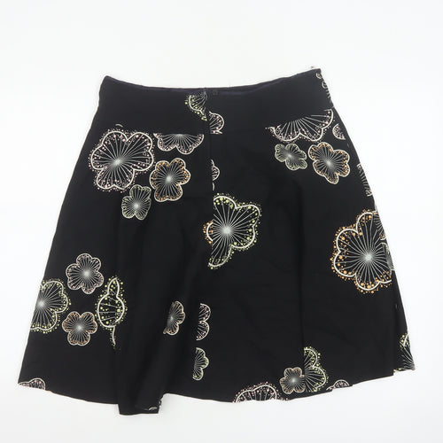 Red Herring Women’s Black Floral A-Line Knee Length Skirt UK 10
