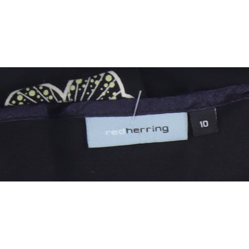 Red Herring Women’s Black Floral A-Line Knee Length Skirt UK 10