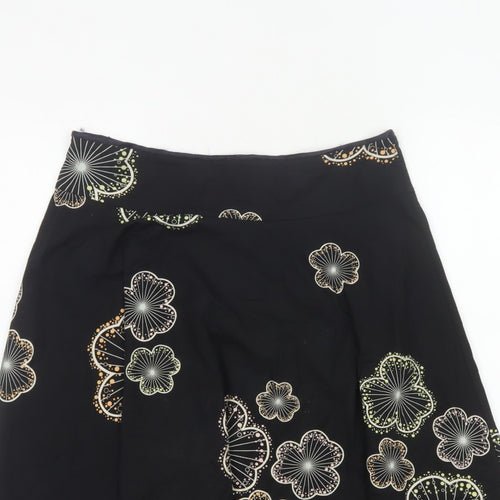 Red Herring Women’s Black Floral A-Line Knee Length Skirt UK 10