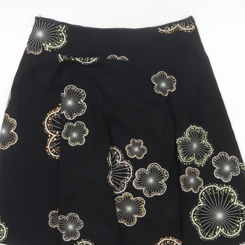 Red Herring Women’s Black Floral A-Line Knee Length Skirt UK 10