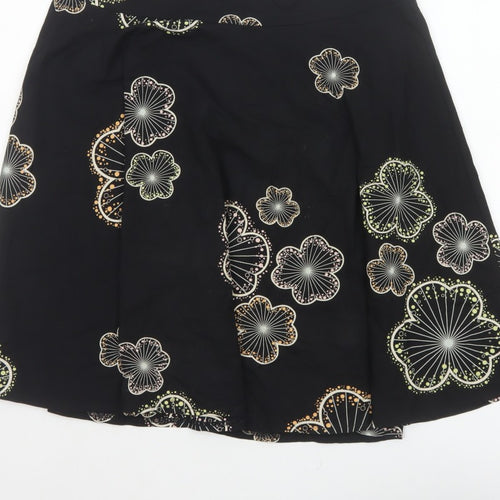 Red Herring Women’s Black Floral A-Line Knee Length Skirt UK 10