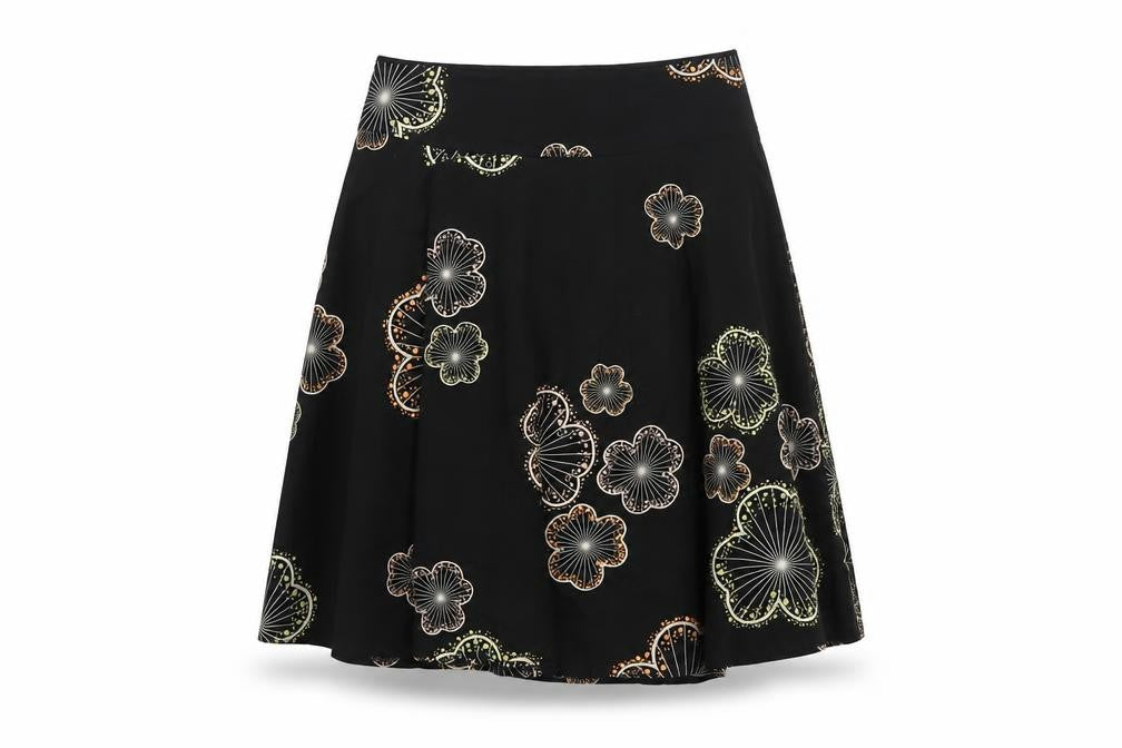 Red Herring Women’s Black Floral A-Line Knee Length Skirt UK 10