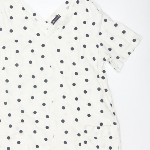 Marks and Spencer Women White Polka Dot UK 16 Shift Dress Pockets